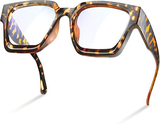 livho Oversized up to 99% Blue Light Blocking Glasses for Woman - Rectangle Fashion Glasses for Computer, Chic Preppy Frame