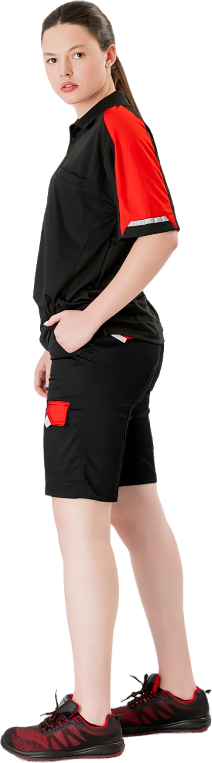 WORKTEAM Pantalón Corto de Trabajo, Tejido Elástico Combinado, Multibolsillos, Refuerzo en Culera y Detalles Reflectantes, Bermuda. Unisex