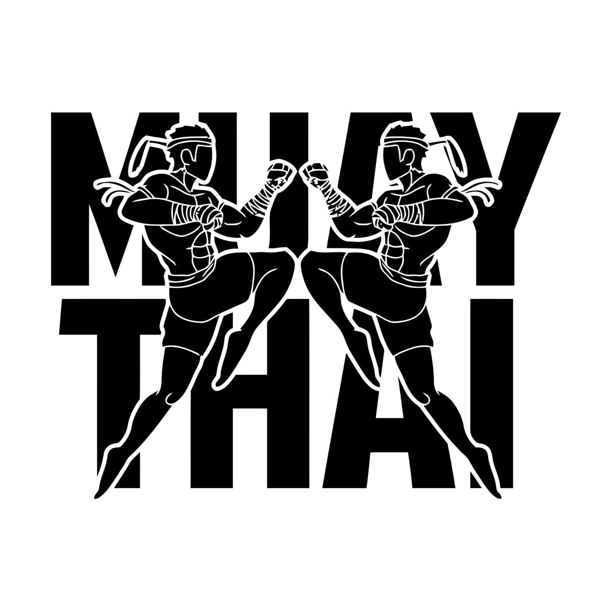 Muay Thai Fight Club MMA Fighting Martial Arts Wall Stickers Paster Paper 54x72.2cm Art Decoration Large Black