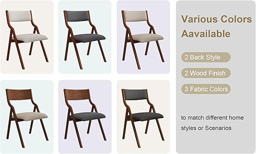 Miniatura 10 de Ball & Cast Silla plegable con asiento acolchado, silla de comedor plegable portátil de madera con respaldo y cojín de diseño ergonómico, fácil de