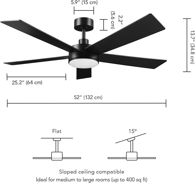 Ventilador de Techo 52 Pulgadas con Luz LED, Control Remoto miniatura 3