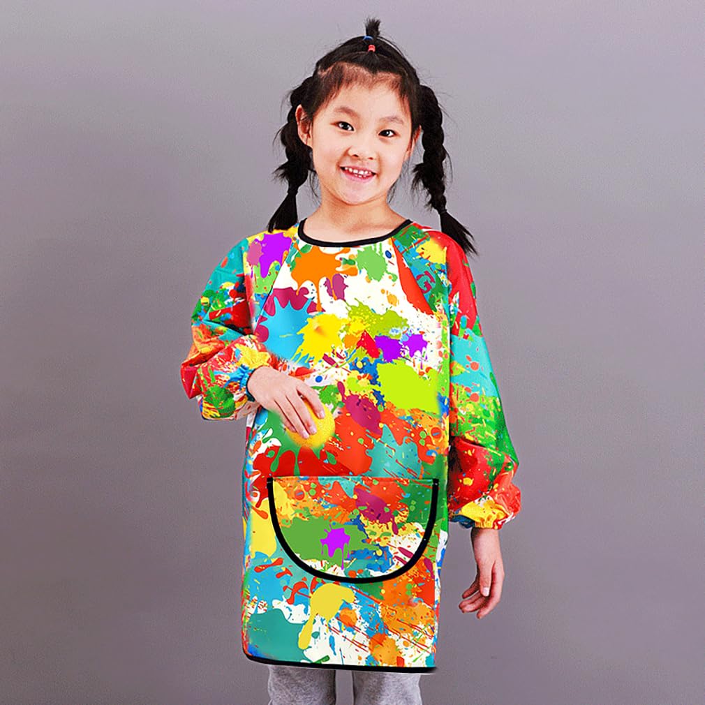MESU Kids Art Smocks Long Sleeve Apron Waterproof Artist Painting Children Apron Graffiti M, Fit Height 80-100cm - Image 2