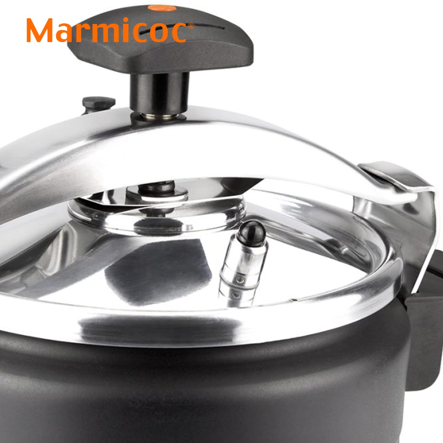 Marmicoc Alumax Black - Olla a Presión Tradicional de 8L, Aluminio Extra Grueso, 3 Sistemas de Seguridad, Todas las Cocinas, Inducción, Negra — view 4