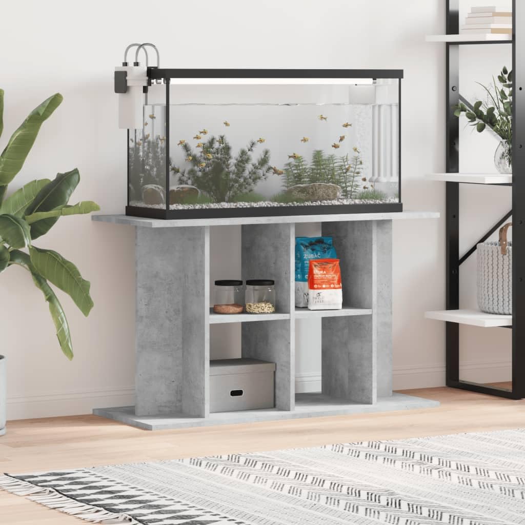 Gecheer Aquarium Stand Fish Tank Cabinet Side Cabinet with Display Shelves for Home Living Room Concrete Grey 100x40x60 cm Engineered Wood