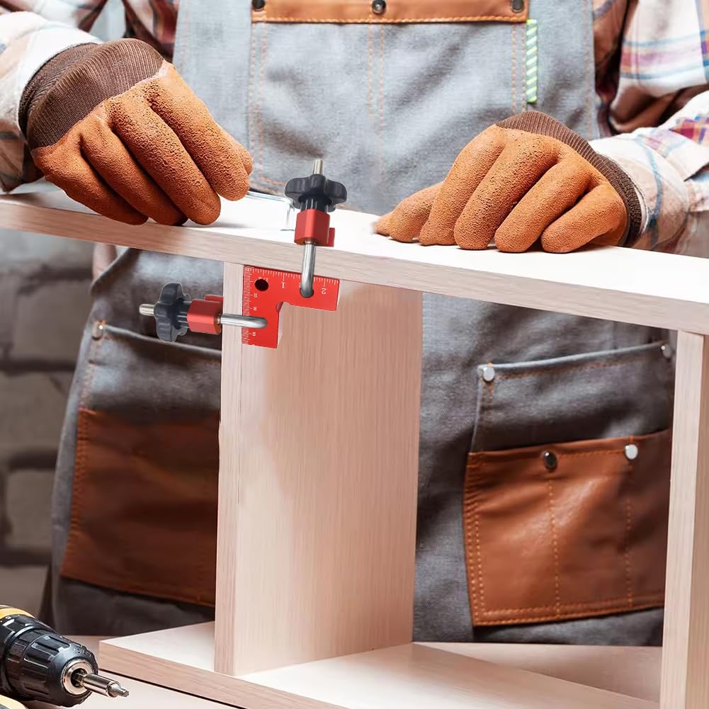 Ángulo de posicionamiento de 90 grados, 2 unidades, pinzas de ángulo recto de aleación de aluminio, tensor de ángulo recto, herramientas de carpintería para carpintería, bricolaje, manualidades, rojo