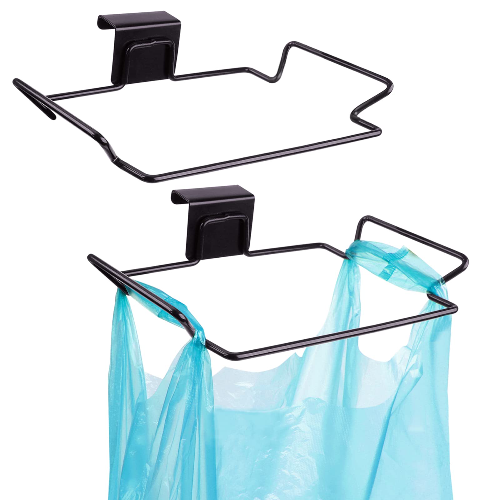 OYSIR 2 Pcs Large Stainless Steel Trash Bag Holder for Cabinets and Cupboards, Under Sink, Black