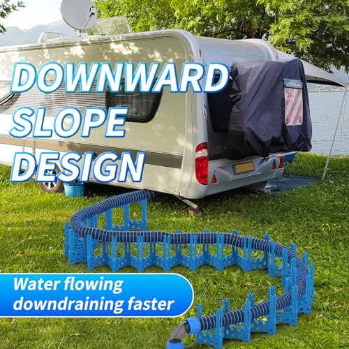 Image of BEBOBLY RV Sewer Hose Support 15FT with Secure Rubber Band & Carry Strap, RV Sewer Hose Holder Adjust Height for Travel Trailers, RV, Campers | Avoiding Obstacles & Deep Cradles, Quick Setup /Collapse
