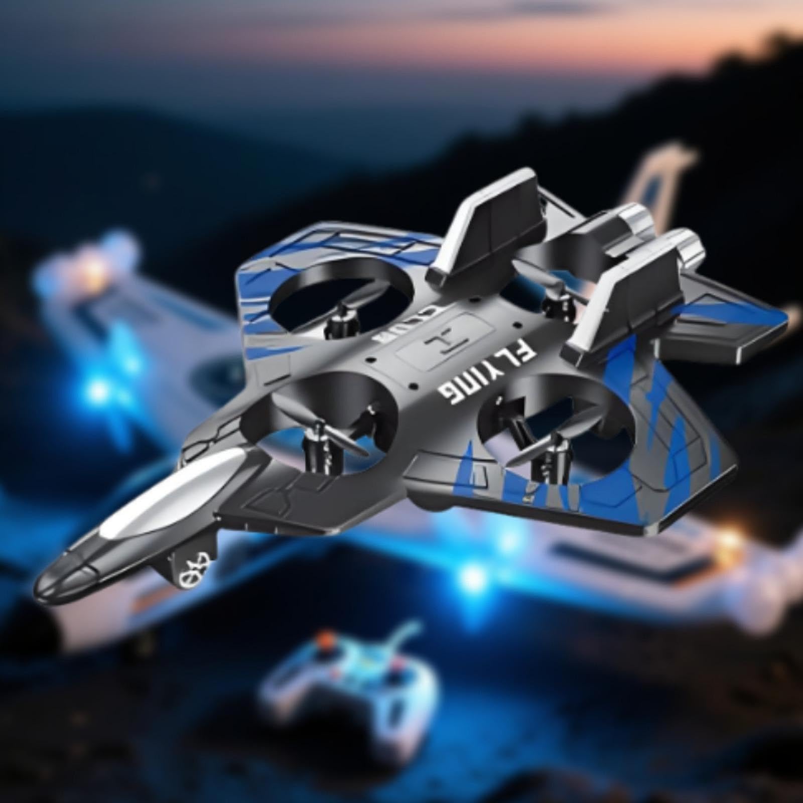 Avión Teledirigido RC Avión Jet Juguete Avión Espuma con Luz Automático Estabilidad Mejorada Control 2.4G Adecuado para Niños Adultos, Azul