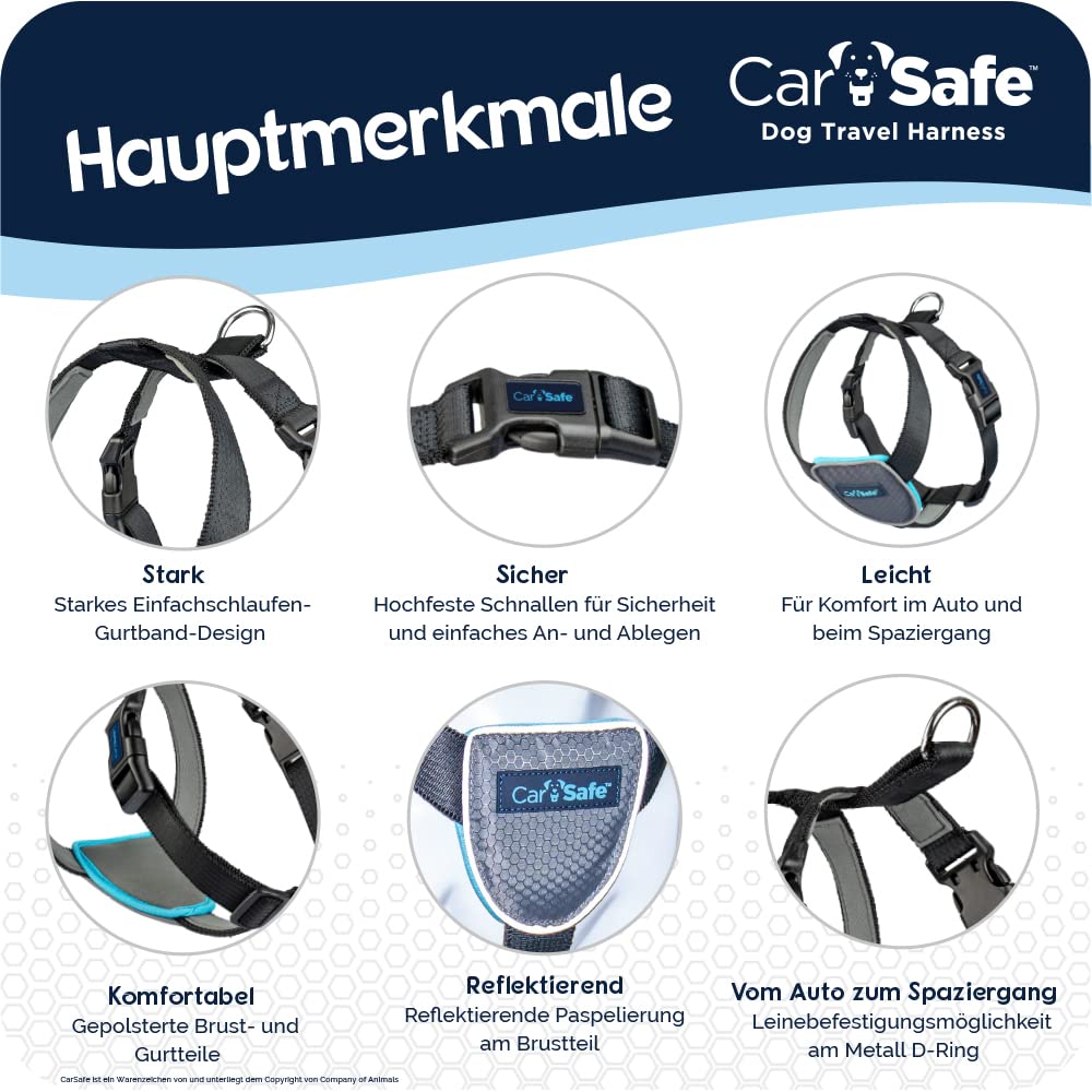 CarSafe Hunde Reisegeschirr, sicher & gesetzeskonform mit dem Hund unterwegs, erfüllt die Straßenverkehrsordnung, Tiere im Auto zu sicheren, für kleine Hunde geeignet (Größe S)