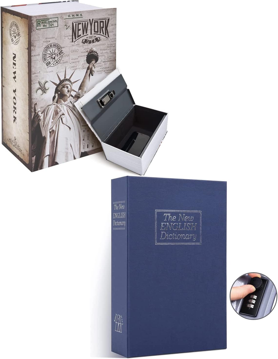 Book Safe Combination Lock Box Ohuhu Extra Large Diversion Secret Safe