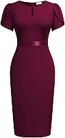 Vista 3 de AISIZE Elegante vestido de tubo de cóctel con mangas abullonadas y cuello para mujer