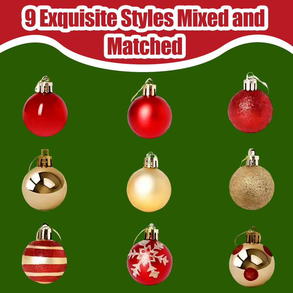Palline di Natale Infrangibili, 50 Pezzi Palline da Appendere per Decorazioni con Cordino, Ornamenti Albero di Natale, per Feste di Compleanno per Interni ed Esterni, Matrimoni, Natalizie
