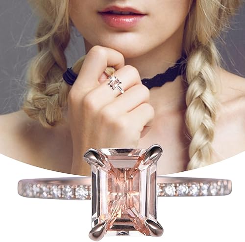 Miniatura 2 de Delicados anillos apilables para mujer, anillo cuadrado de diamantes, elegante anillo de diamantes de imitación geométricos, anillos de diamantes