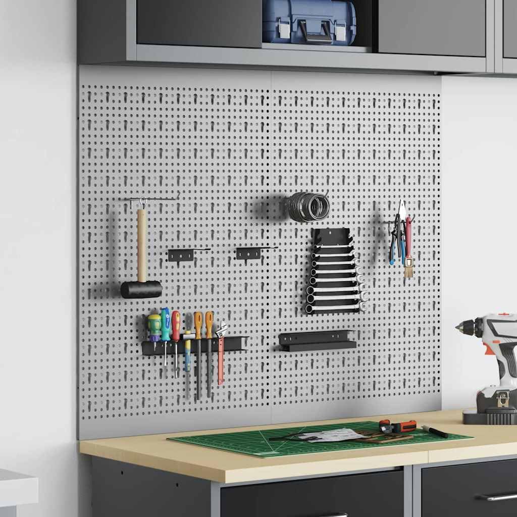 Juego de 2 paredes para herramientas, 100 x 80 cm, soporte para herramientas para taller, pared perforada para montaje en pared de madera y acero, sistema de organización para garaje