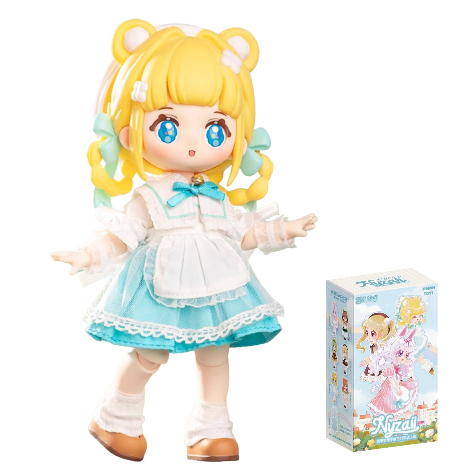 CALEMBOU Kawaii Liroro 1/12 BJD Dolls Blind Box, Random Design Summer Island Series Collectable Action Figure Posable Dress Up BJD Doll for Girls (Nyzaii 1Box)