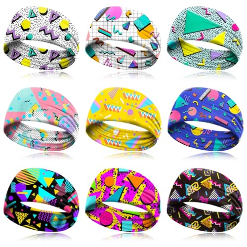 Bandeau de sudation Memphis vintage années 80 90 et serre-tête élastique sport lot de 9