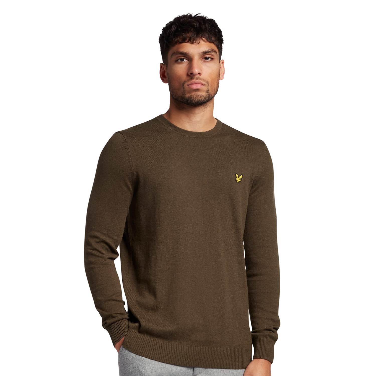 Lyle & Scott Men's Olive Crew Knit Sweater S