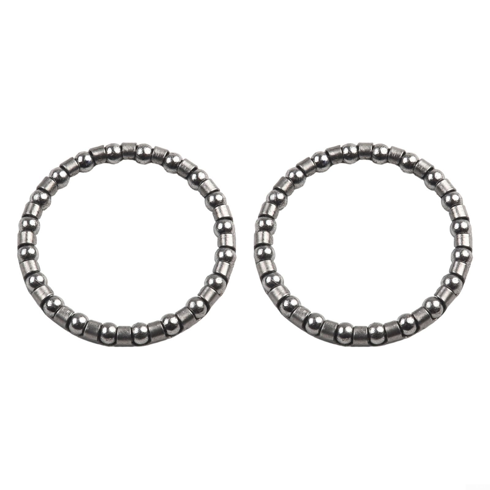 2 Pieces Bicycle Headset Caged Ball Bearing Set, 1 1/8Inch Inner Diameter 32mm, for Race Cycling Components Replacement Parts, Metal Construction