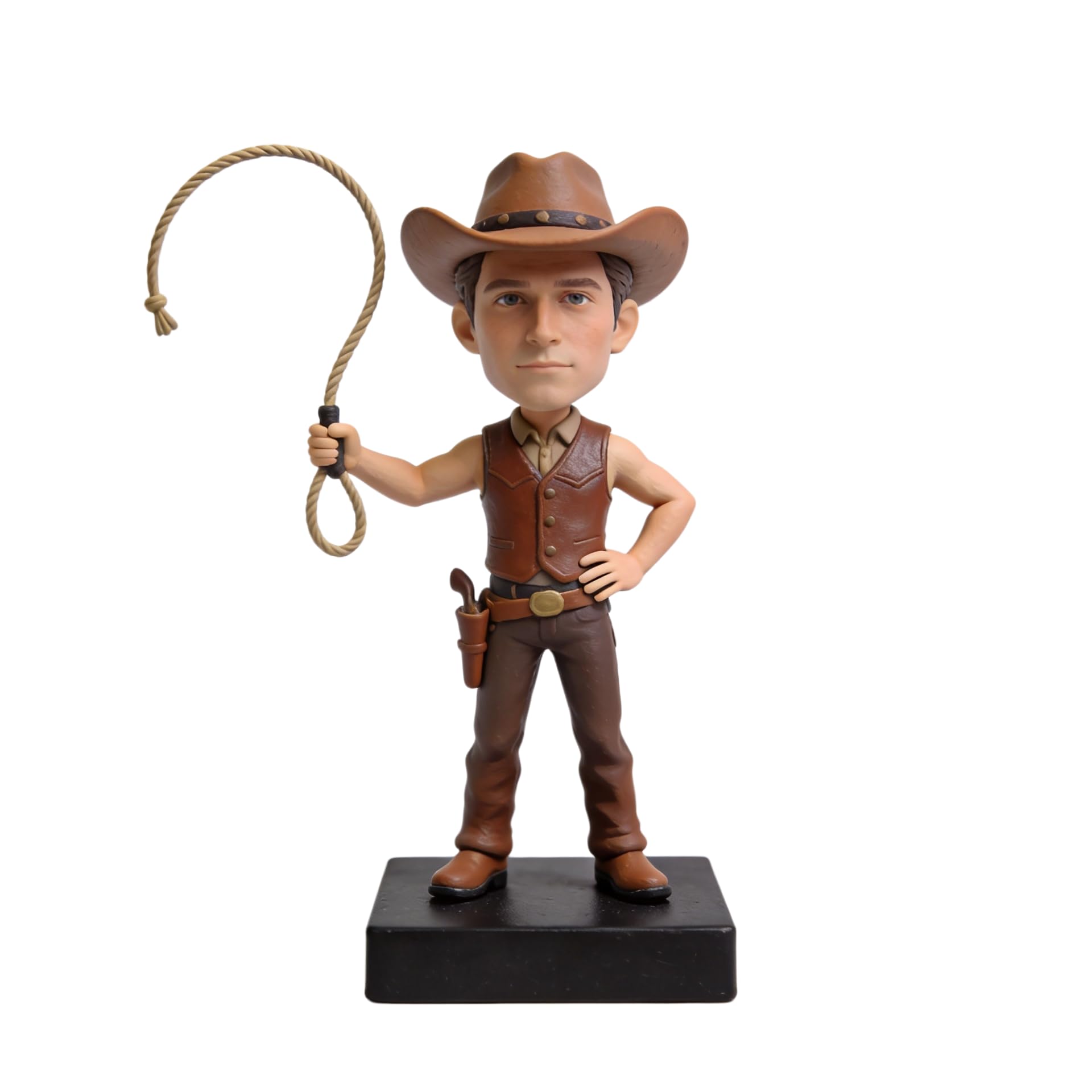 Figura 3D de Bobblehead personalizada de Photo Bobbleheads, figura de vaquero occidental personalizada con Lasso, escultura personalizada hecha a mano, regalos para entusiastas de los vaqueros