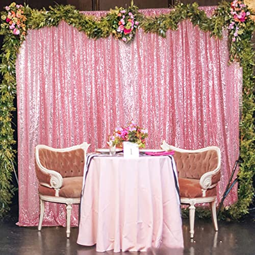 ShinyBeauty Sequin Curtains Backdrop 4ftx8ft Fuchsia Pink Wedding Party Background Drapes Sequin Backdrops Glitter Background Sequin Curtains for Bedroom