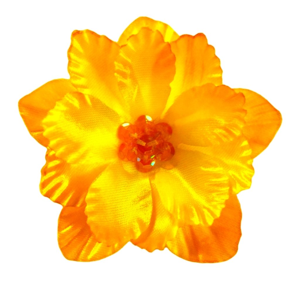 Cuteque International 6-Piece Satin Gladiola Flower with Matching Color Sequin Clusters Sewn in Center, 2.25-Inch, Light Gold