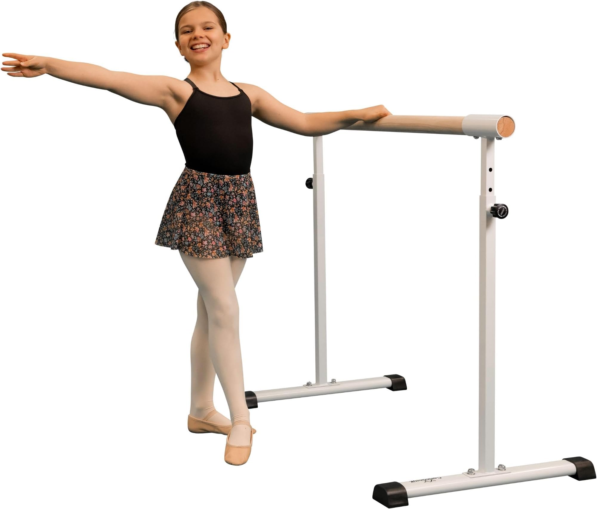 Cannons UK Freestanding Portable Ballet/Stretch Barre, 1.5m, Adjustable 85-105cm, Extension Option, Anti-Skid Feet