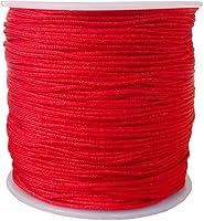 Vista 1 de Cuerda de nailon de 109 yardas de 0.031 in para pulseras de macramé, nudos chinos, collares, colgantes, fabricación de joyas (rojo)