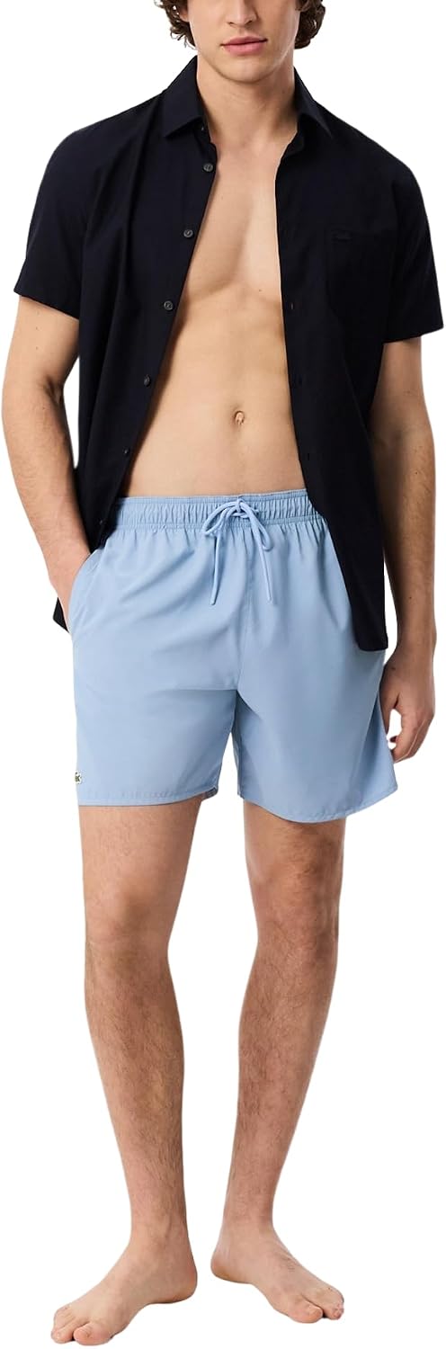 Lacoste Men's Mid Length Monochrome Swim Trunks