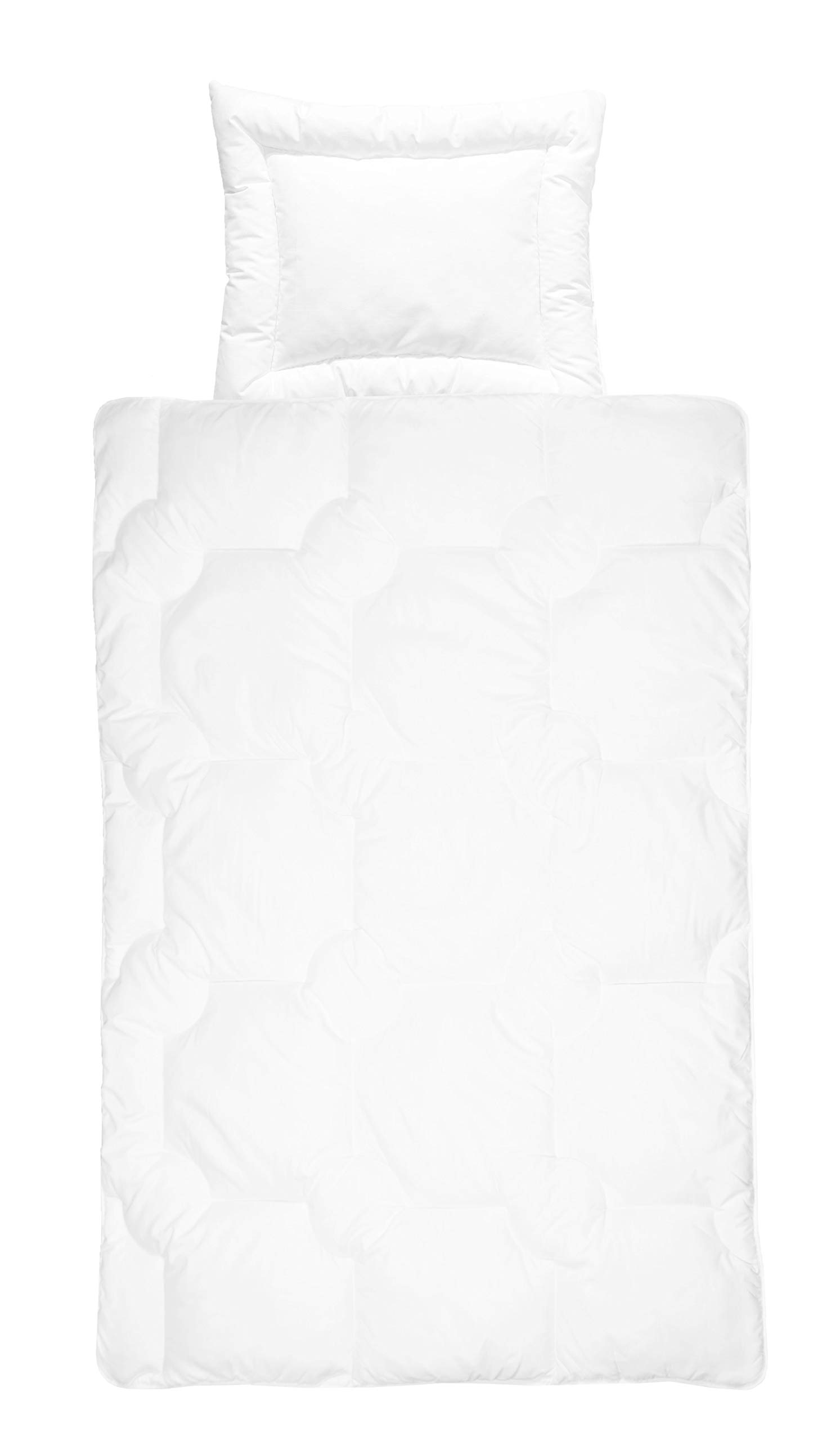 ZOLLNER Juego de edredón y Almohada, 100x135 y 40x60 cm, Blanco, Lavable