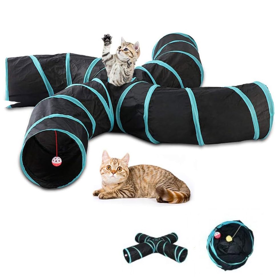 Brinquedo Túnel Pet Para Gato Interativo 4 Saídas Dobrável,Brinquedos de túnel para animais de estimação