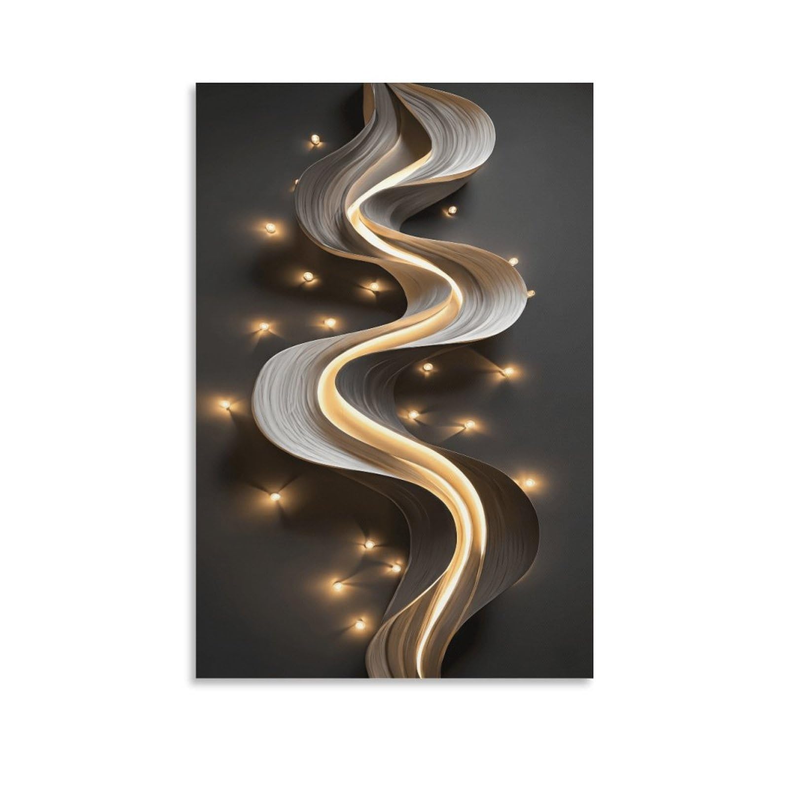 XPASHIQWC Black & Gold Ribbon Poster Artwork Canvas Prints Picture Modern Wall Art Picture Wall Hanging for Home Decorations 20x30inch(50x75cm)