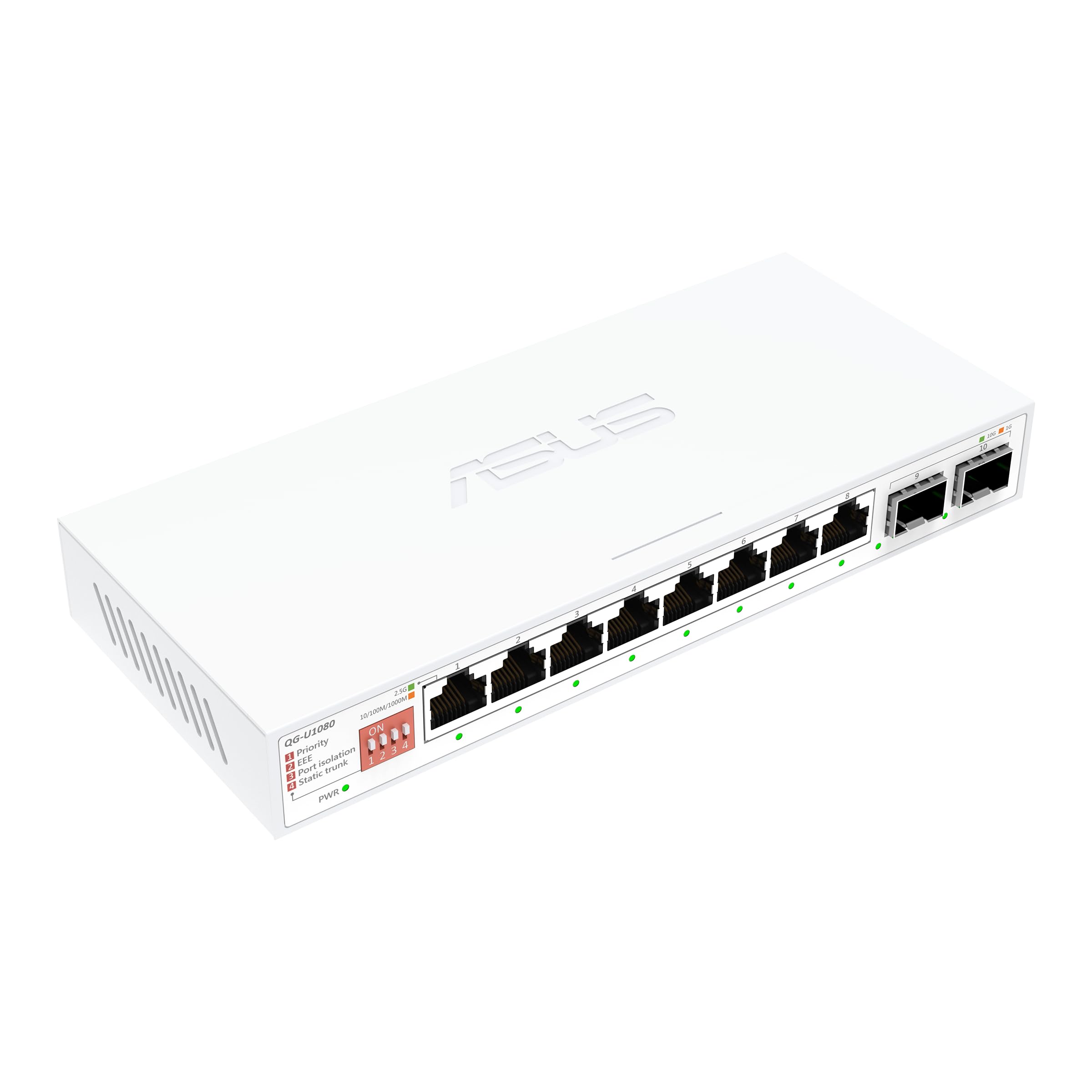 ASUS QG-U1080 8-Port 2.5G und 2-Port 10G SFP+ Switch | unterstützt 4 intelligente Modi, Heimnetzwerk-Hub, Büro-Ethernet-Splitter, Plug & Play, einfache Einrichtung, geräuschlos