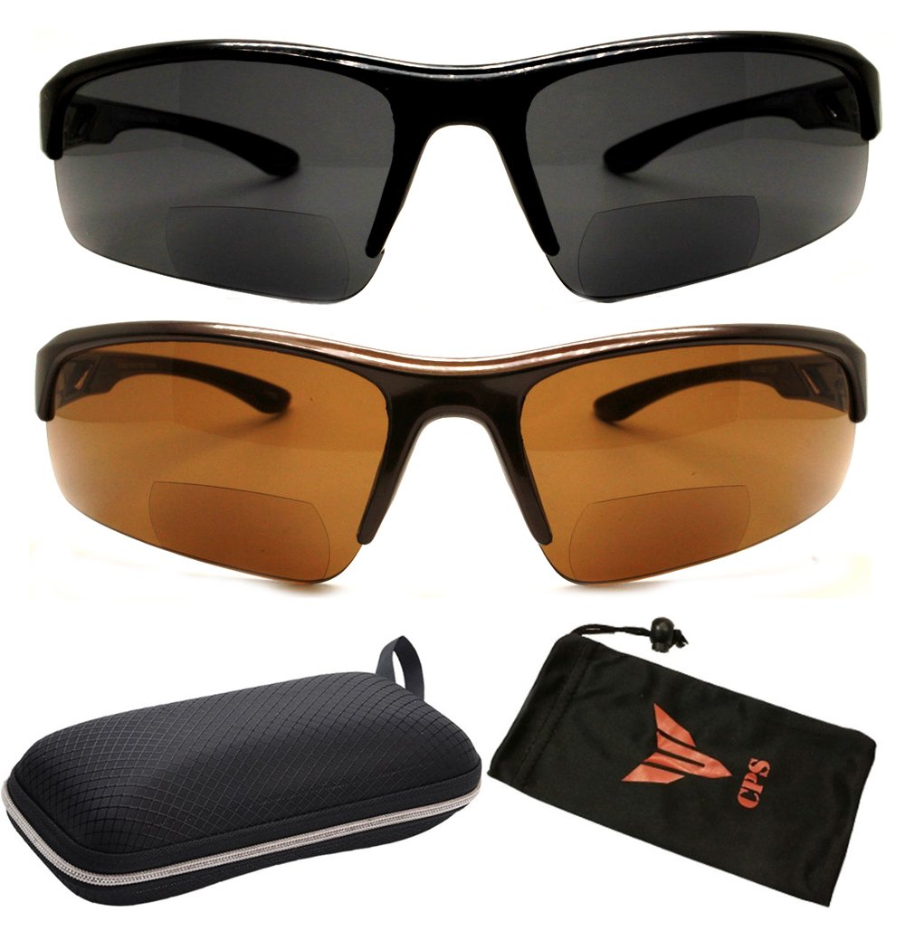 Get 2 PAIRS Bifocal Sport Safety Glasses UV Protection Sun Readers Magnification Strength +1.25