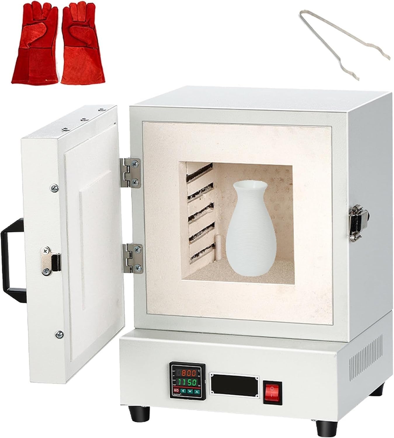 Horno de mufla de 2000 W, máx. Horno de calentamiento de cuatro lados ajustable de 1150 °C/2102 °F, horno eléctrico for procesamiento y sinterización de joyas