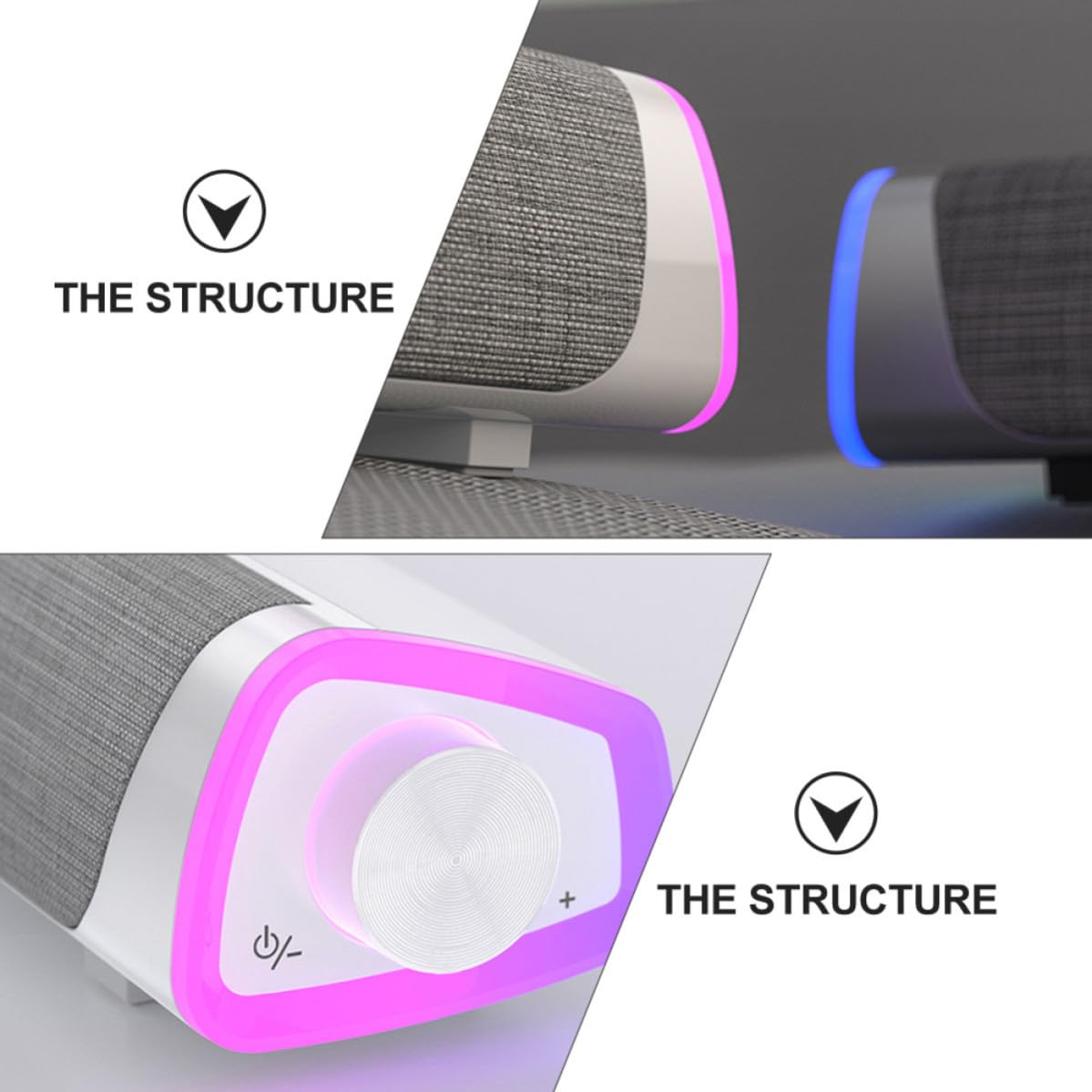 IMIKEYA Soundbar e Design Salvaspazio Doppio Altoparlante Cablata per Computer Tessuto Resistente, Suono Stereo Chiaro per Ufficio e Scuola