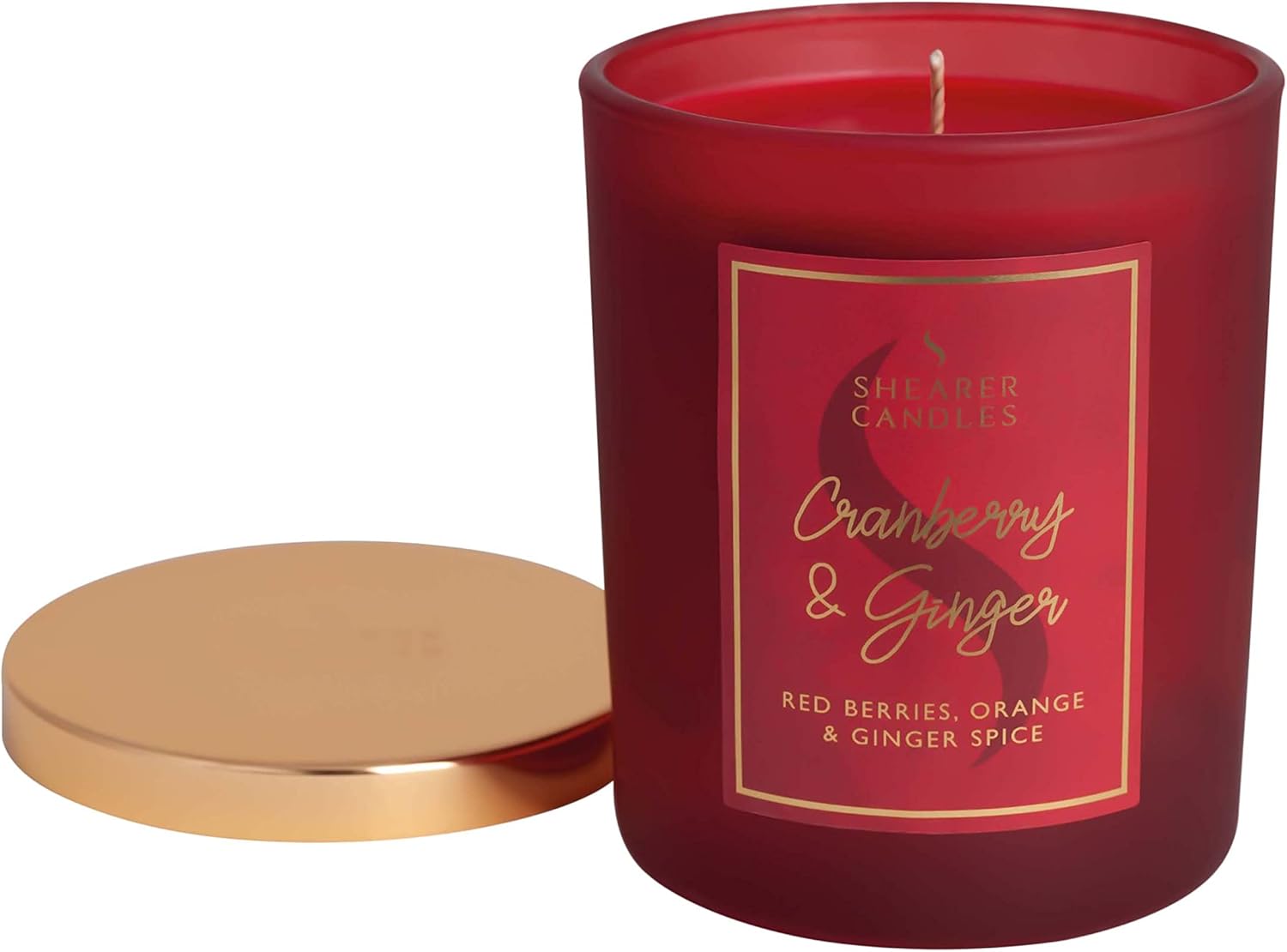 Shearer Candles Cranberry & Ginger Scented Jar Candle with Gold Lid, Red, 7 x 7 x 8.4 cm