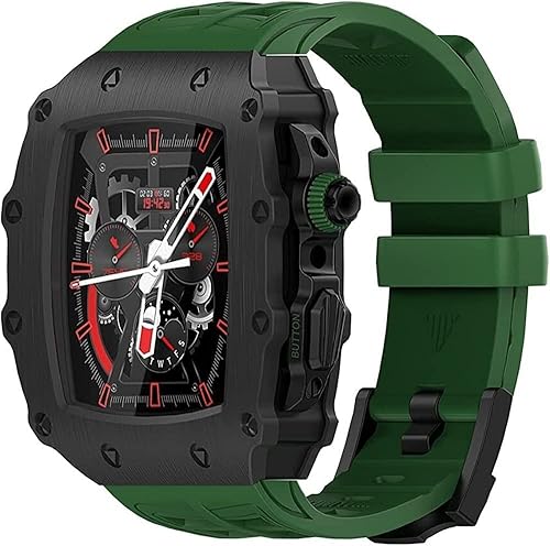 Miniatura 7 de OTGKF Stainless Steel Modification Kit Case With Rubber Watch StrapFor Apple Watch Series 8 7 45mm And Correa Metal Bezel Fluorine Rubber BandFor