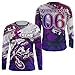 Extreme Motocross Jersey Personalized UPF30+ Kids Mens Dirt Bike Jersey Extreme Racing Shirt Purple Long Sleeves XM37 (Adult Jersey)