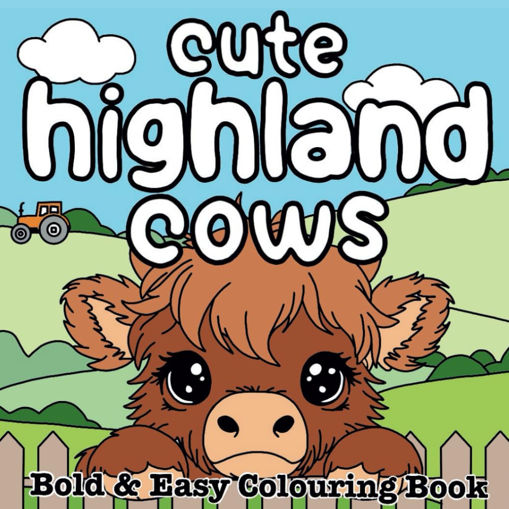 Cute Highland Cows: Bold & Easy Colouring Book