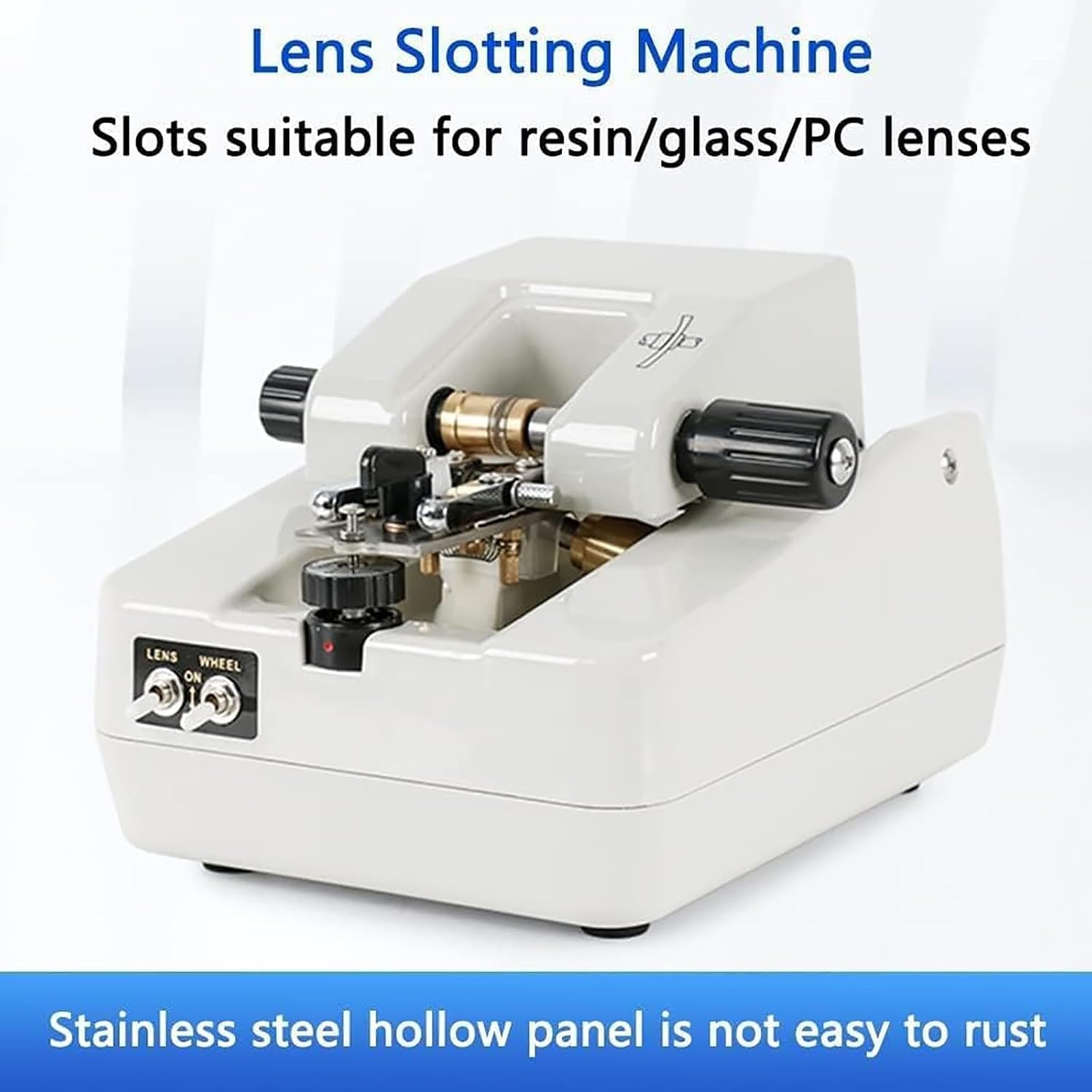 Optical Lens Grinder Polisher, Automatic Groover Optical, Glasses Lens Electric Cutter, 7 Levels of Adjustable Depth, 3 Groove Settings, Suitable for Slotting Resin/Glass/PC Lenses