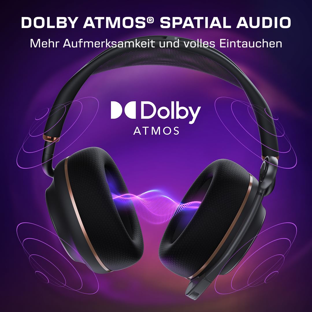 Turtle Beach Stealth Pro II Wireless Premium Gaming-Headset für PC, PS5, PS4 – zertifiziertes Hi-Res 24-bit Audio, Dolby Atmos Spatial Audio, Geräuschunterdrückung, Schwarz