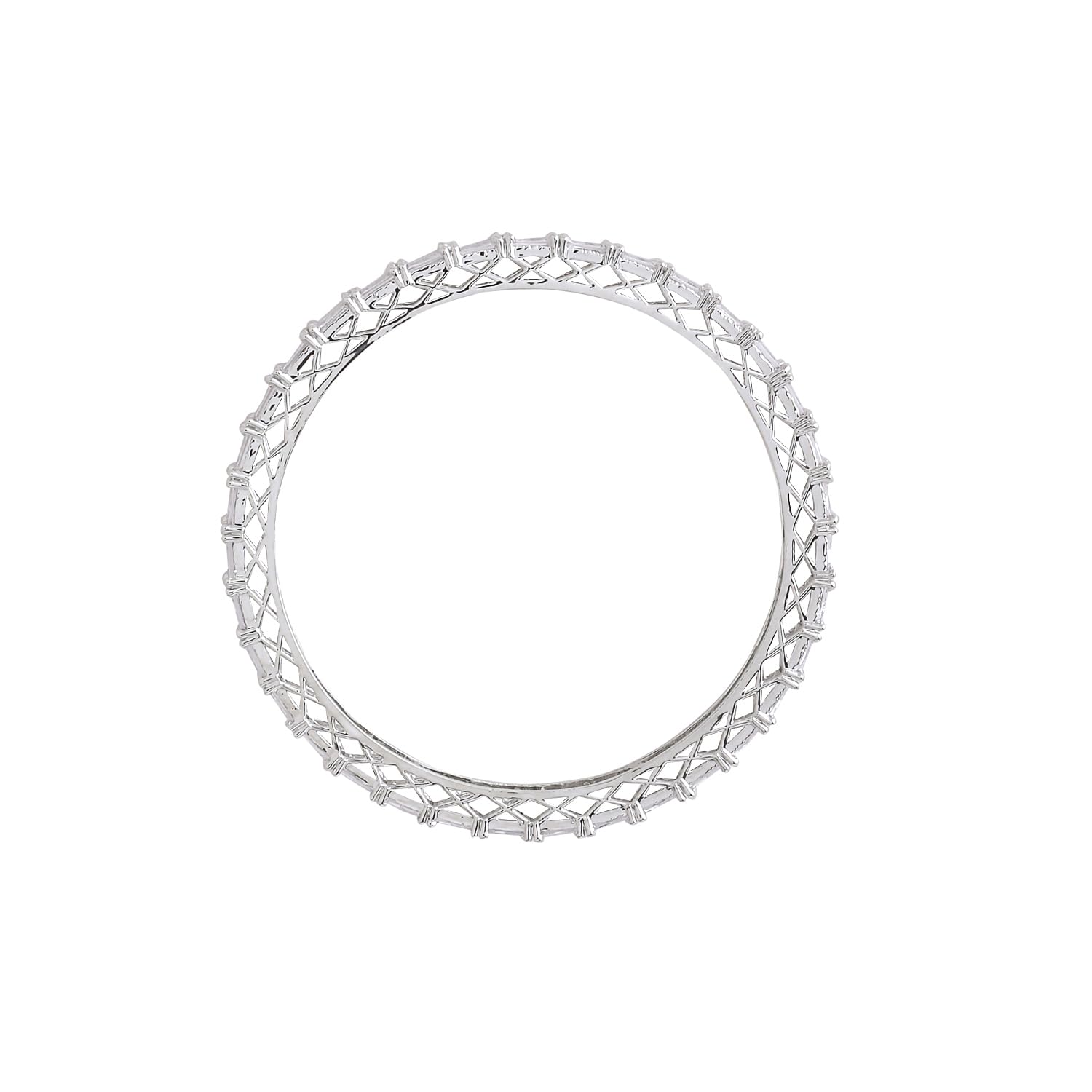 American Diamond Silver Tone Bangles for Women, Girls