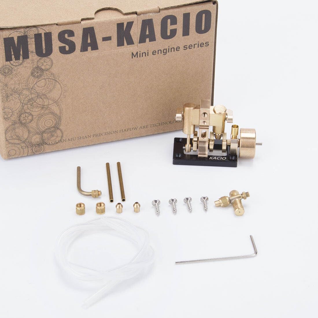 NULA 2 Zylinder Dampfmaschine Motor Modellbausatz, Mini Inline Swing Dampfmaschine Engine Modell für Innerhalb 40cm Retro Boot Modelle Spielzeug für Kinder Erwachsene - ohne Kessel
