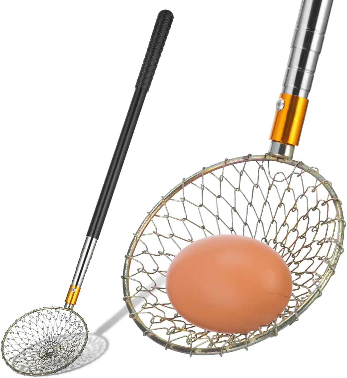 Garneck Egg Grabber for Chicken Coop - Extendable Peanut Picker with Stainless Steel Long Handle Picking Tool Reacher Separator for Nest Farm Potato Pecans Quail Poultry