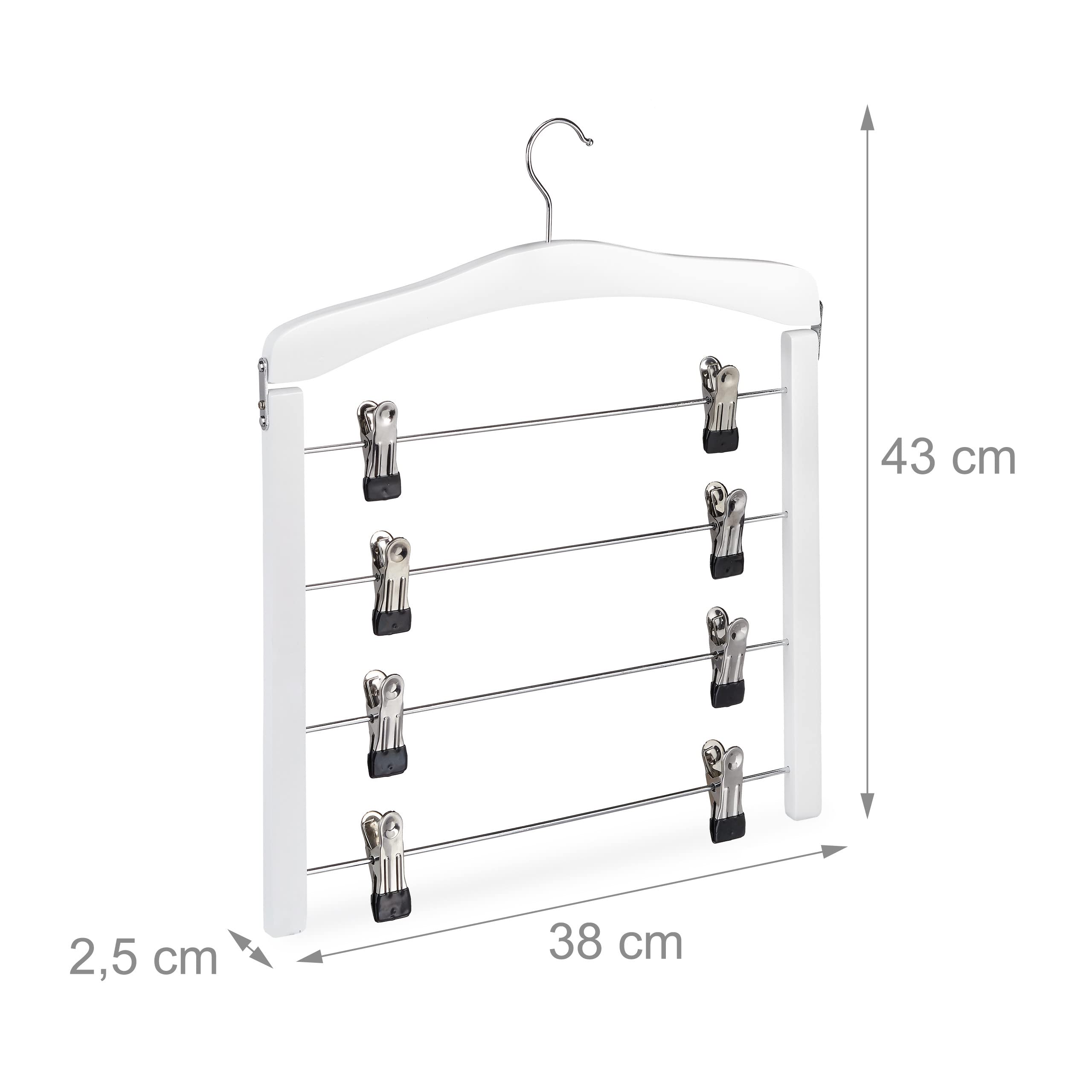 Relaxdays Multi Skirt Holder Set of 3, Compact, 360° Swivel Hooks, Clips for Pants and Skirts Wooden, White - Image 4