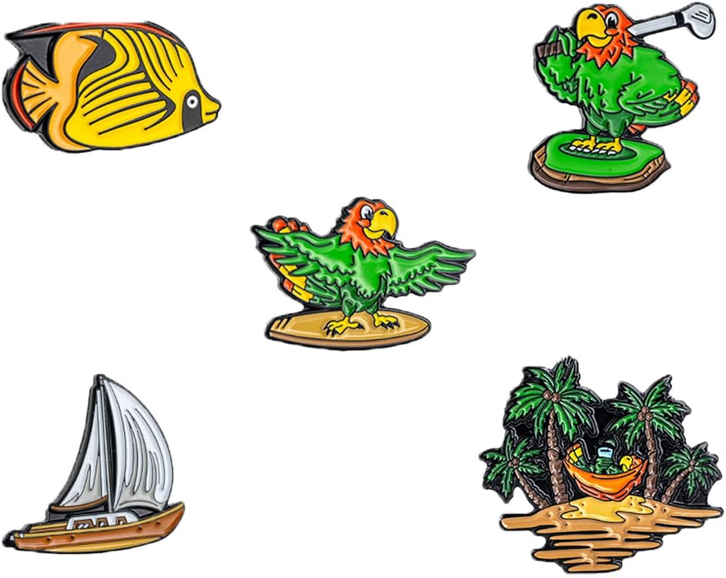 Pins & Aces Golf Ball Marker Margaritaville Collection - Premium Metal, Unique Enamel Paint Custom Design - Attaches to Any Magnet - Add Style & Customize Your Golf Game