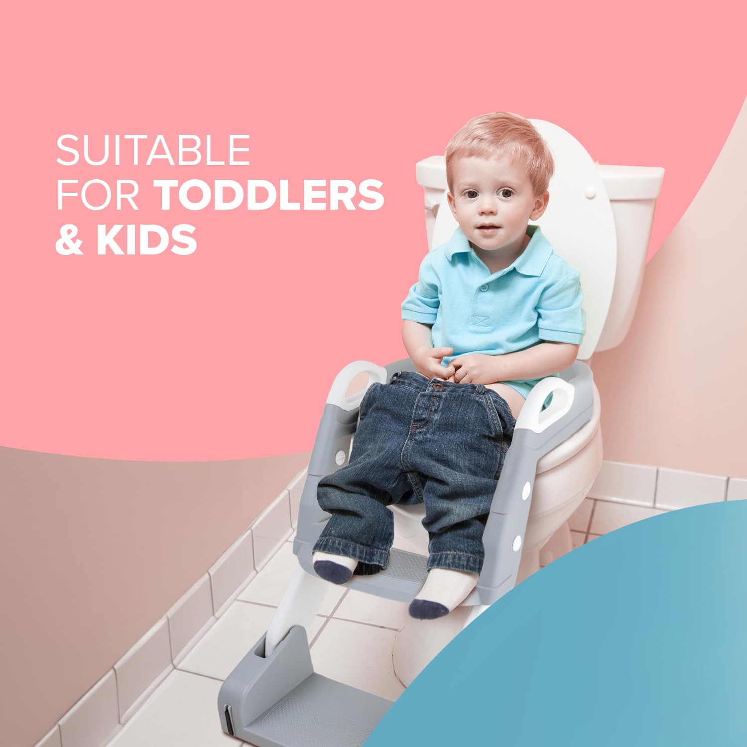 Kidoola 2 in 1 Kleinkind Töpfchen und Leiter - Weicher Sitz, rutschfest, Spritzschutz - Ideal für Töpfchentrainingsphasen - Tragbar, Leicht und Einfach zu Reinigen - Perfekt für Jungen und Mädchen