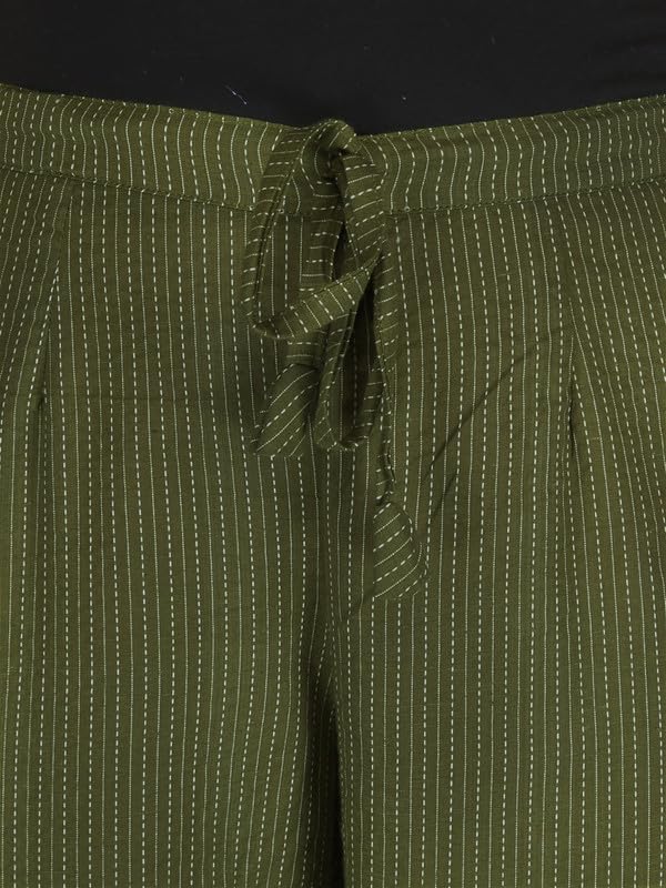 Image of Women Pure Cotton Kantha Dobby Dyed Pants