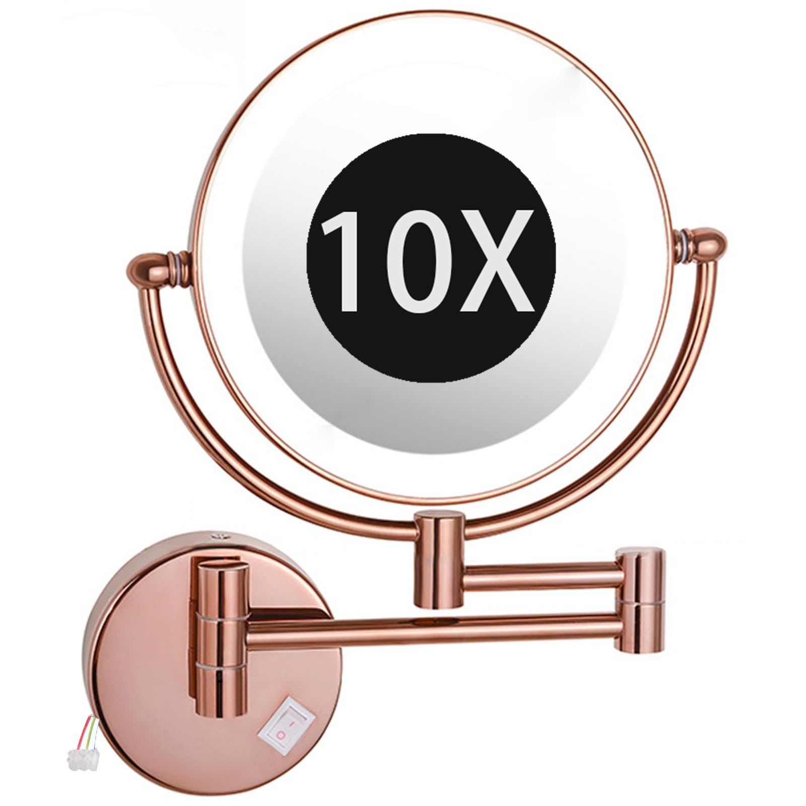 Miroir de maquillage lumineux double face avec bras extensible haut de gamme