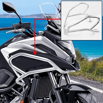 Motorcycle Upper Highway Crash Bar Frame Falling Protecter Compatible with NC750X NC 750X NC 750 X 2021 2022 2023 2024 Engine Guard Crashbar Bumper Stainless Steel Silver